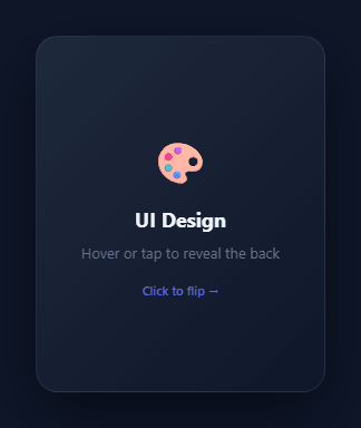 Screenshot of the 3D Flip Card snippet rendered live