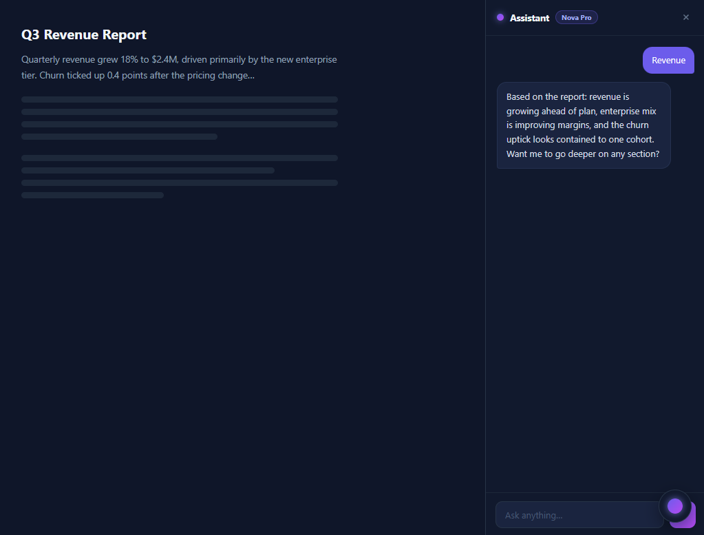 Screenshot of the AI Assistant Sidebar snippet rendered live