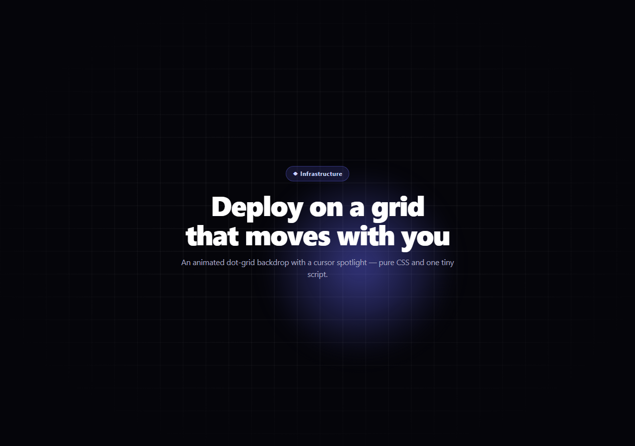 Screenshot of the Animated Grid Background snippet rendered live