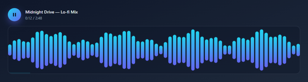 Screenshot of the Audio Waveform Visualizer snippet rendered live