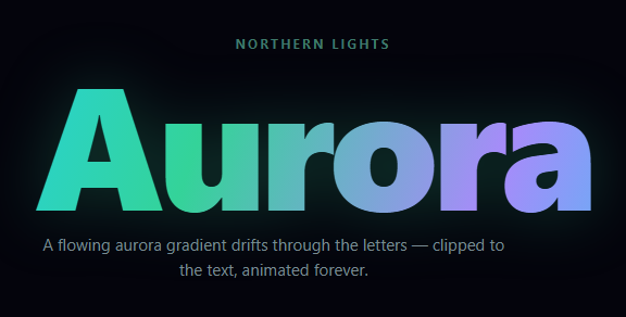 Screenshot of the Aurora Text snippet rendered live