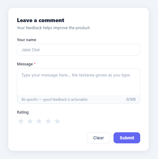 Screenshot of the Auto-Resize Textarea snippet rendered live