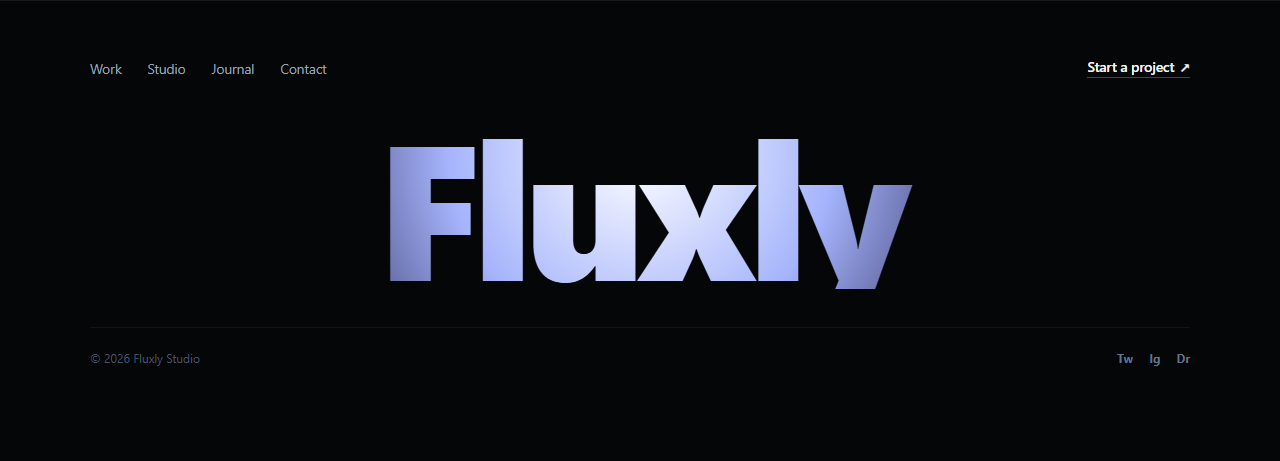 Screenshot of the Big Wordmark Footer snippet rendered live