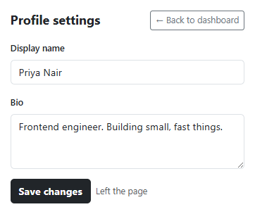 Screenshot of the Bootstrap Unsaved Changes Alert snippet rendered live