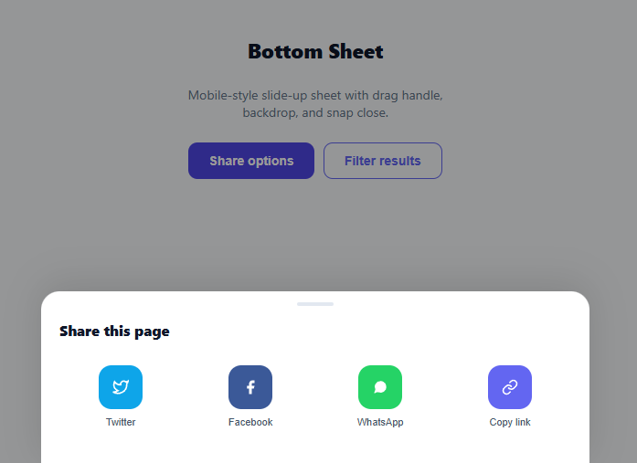 Screenshot of the Bottom Sheet snippet rendered live