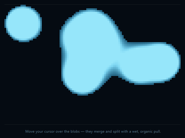 Screenshot of the Canvas Metaball Blobs snippet rendered live