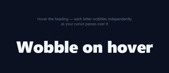 Screenshot of the Character Wobble Hover Text snippet rendered live