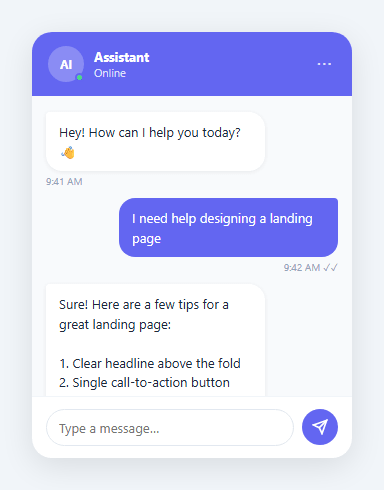 Screenshot of the Chat Bubble UI snippet rendered live