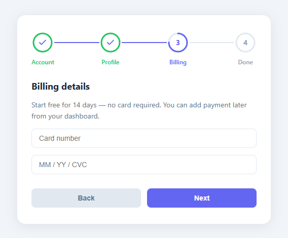 Screenshot of the Circular Step Indicator snippet rendered live