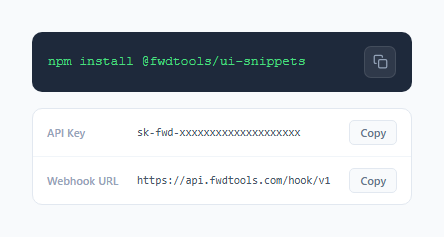 Screenshot of the Copy to Clipboard Button snippet rendered live