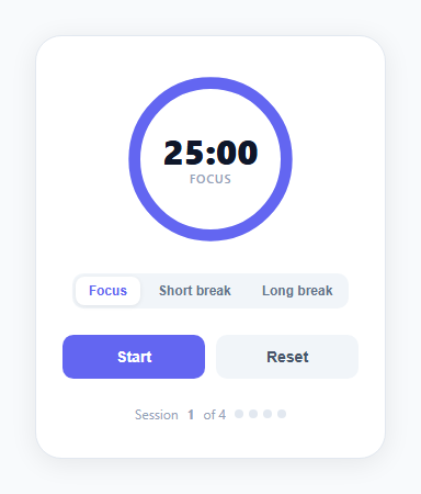 Screenshot of the Countdown Timer snippet rendered live