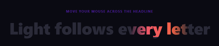 Screenshot of the Cursor Spotlight Text Fill snippet rendered live