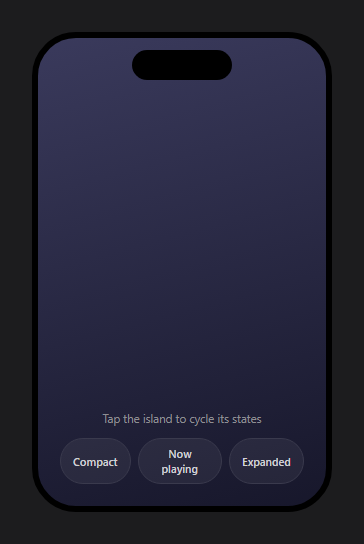 Screenshot of the Dynamic Island snippet rendered live
