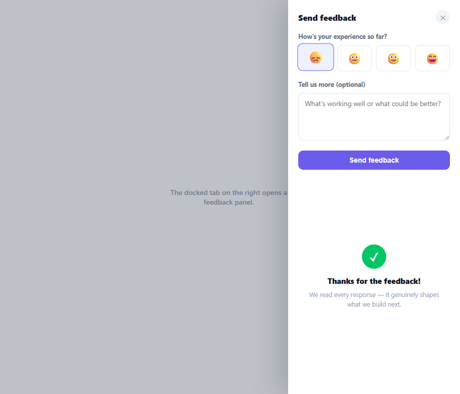 Screenshot of the Feedback Tab Widget snippet rendered live