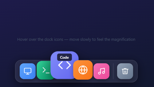 Screenshot of the Floating Dock snippet rendered live