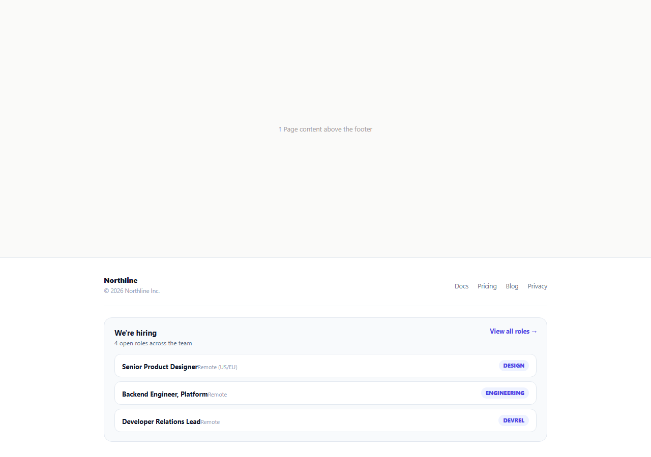 Screenshot of the Careers Teaser Footer snippet rendered live