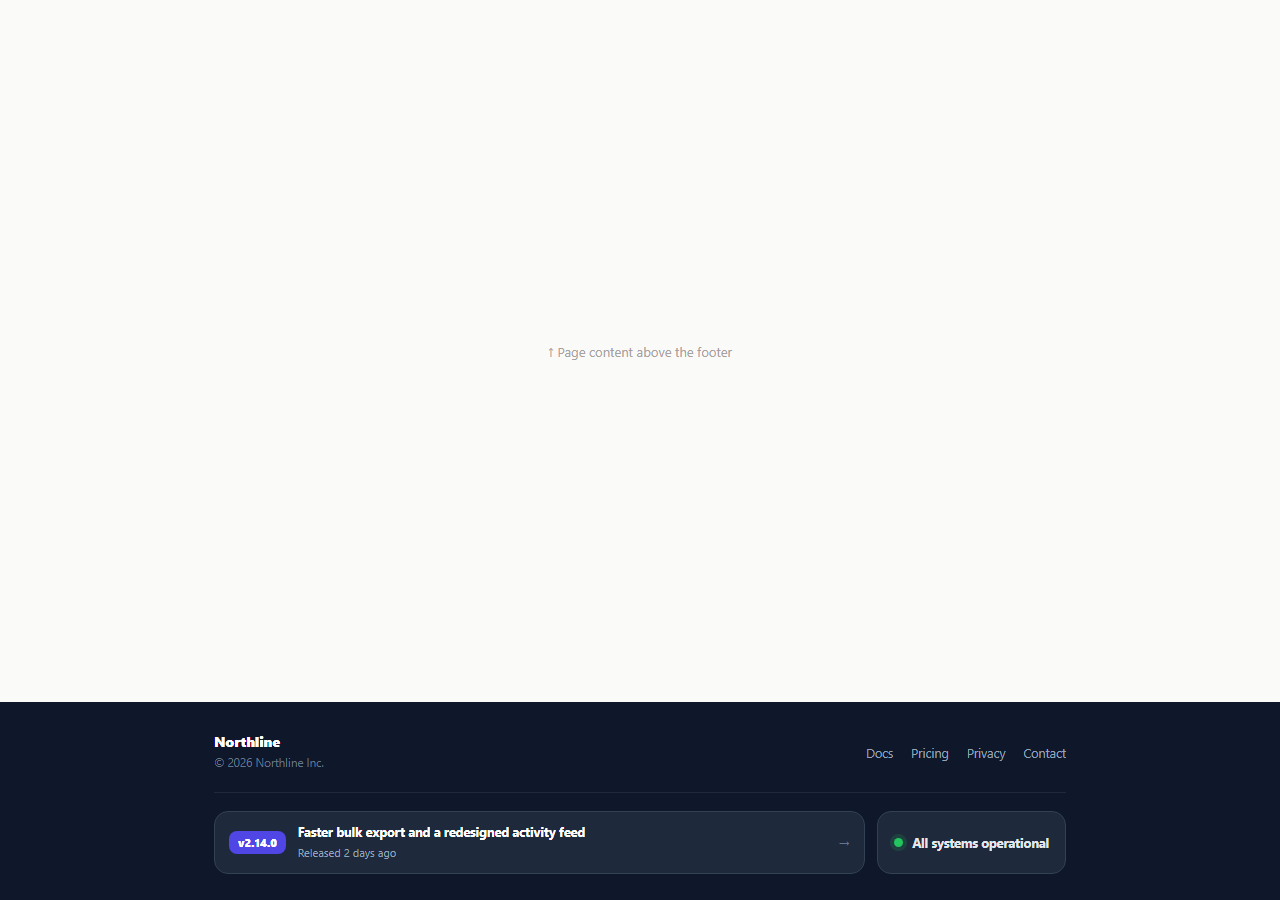 Screenshot of the Changelog & Status Footer snippet rendered live