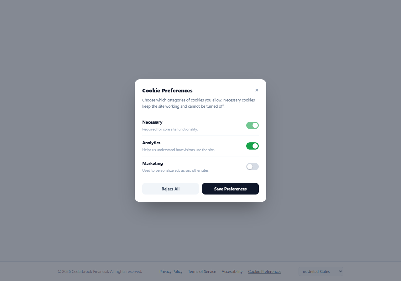 Screenshot of the Legal & Compliance Bottom Bar snippet rendered live