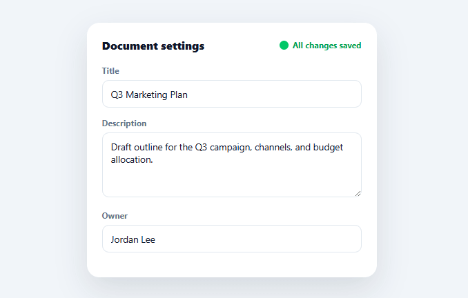 Screenshot of the Form Autosave Indicator snippet rendered live
