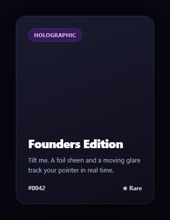 Screenshot of the Glare Card snippet rendered live