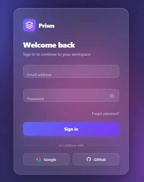Screenshot of the Glassmorphism Login Form snippet rendered live