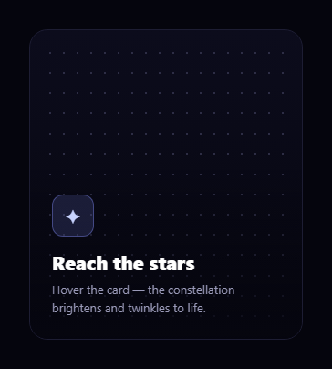 Screenshot of the Glowing Stars Card snippet rendered live