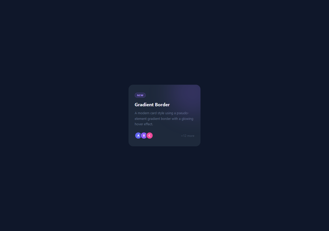 Screenshot of the Gradient Border Card snippet rendered live