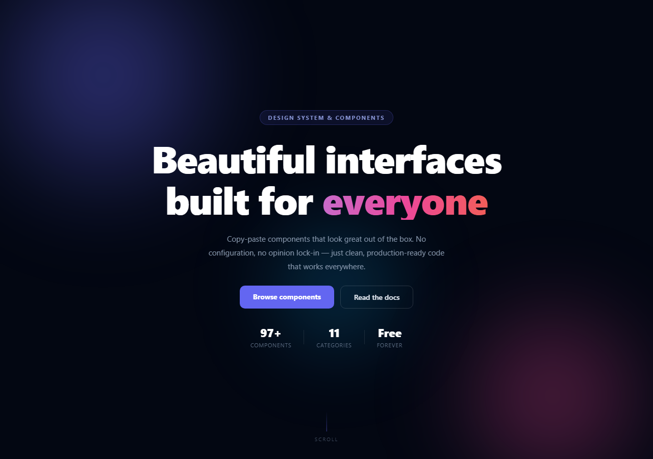 Screenshot of the Gradient Mesh Hero snippet rendered live