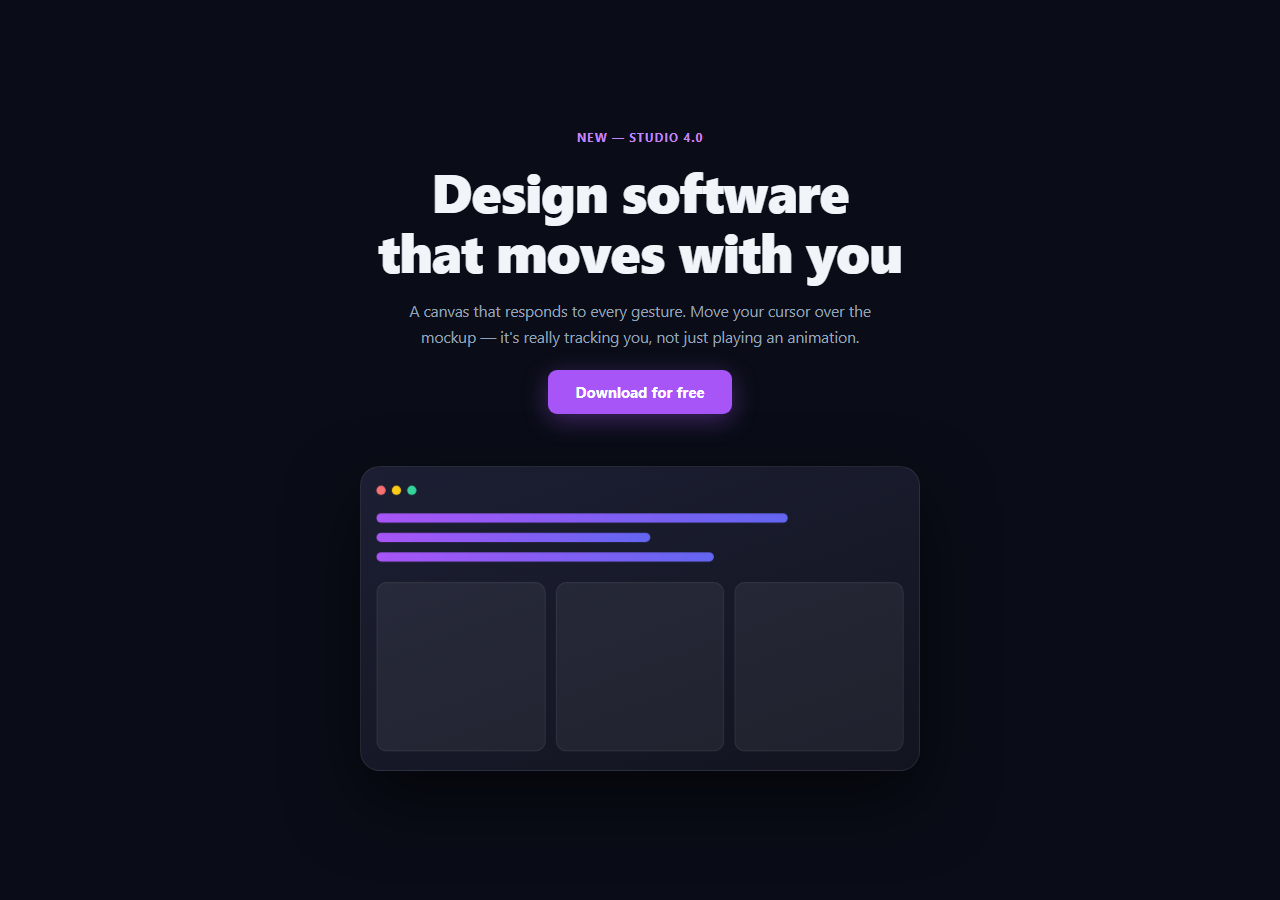 Screenshot of the Hero with 3D Tilting Product Mockup snippet rendered live
