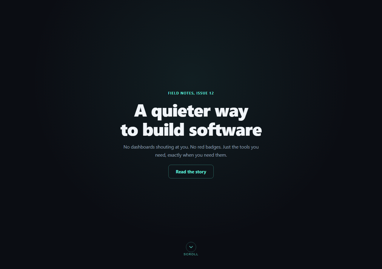 Screenshot of the Hero with Animated Scroll Cue snippet rendered live