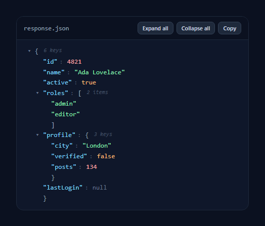 Screenshot of the JSON Tree Viewer snippet rendered live