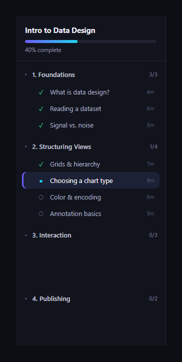 Screenshot of the Lesson Sidebar Navigation snippet rendered live