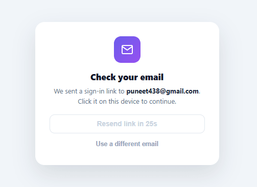 Screenshot of the Magic Link Login snippet rendered live
