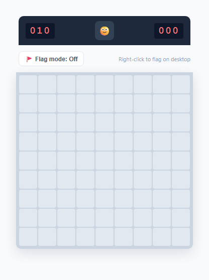 Screenshot of the Minesweeper Puzzle Game snippet rendered live