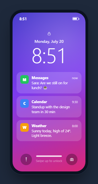 Screenshot of the Mobile Lock Screen snippet rendered live