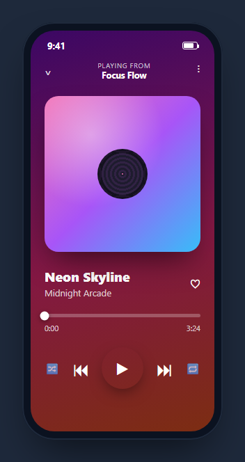 Screenshot of the Mobile Music Player Screen snippet rendered live
