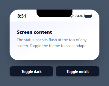 Screenshot of the Mobile Status Bar snippet rendered live