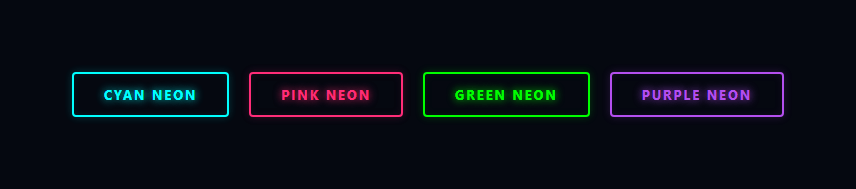 Screenshot of the Neon Glow Buttons snippet rendered live