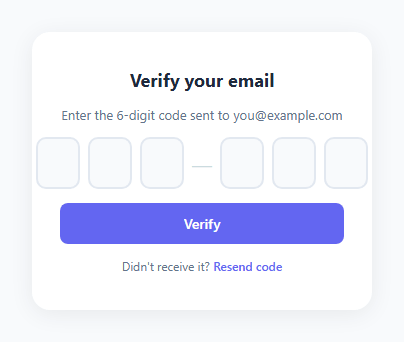 Screenshot of the OTP / PIN Input snippet rendered live