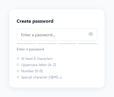 Screenshot of the Password Strength Meter snippet rendered live