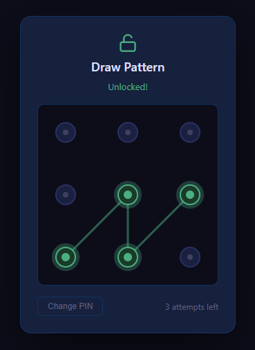 Screenshot of the Pattern Lock snippet rendered live