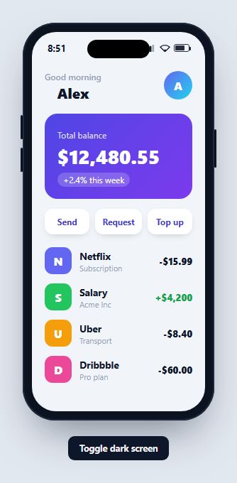 Screenshot of the Phone Mockup snippet rendered live