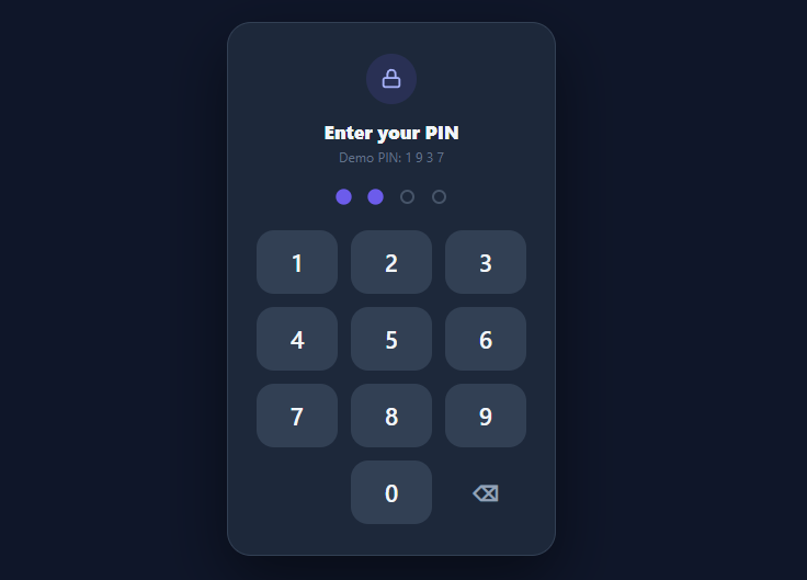 Screenshot of the PIN Pad snippet rendered live