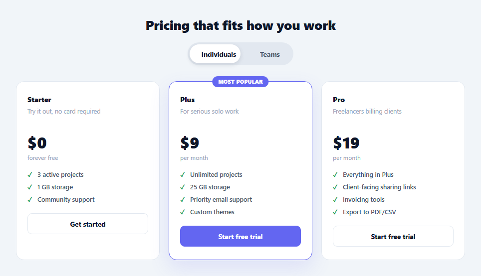 Screenshot of the Pricing with Audience Segment Switcher snippet rendered live