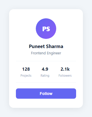 Screenshot of the Profile Card snippet rendered live