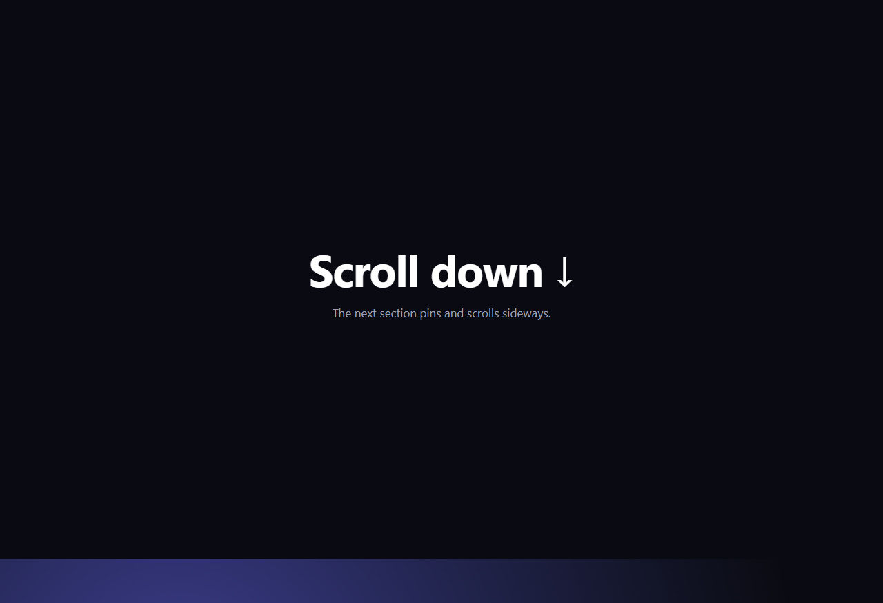 Screenshot of the Scroll Horizontal Pin snippet rendered live