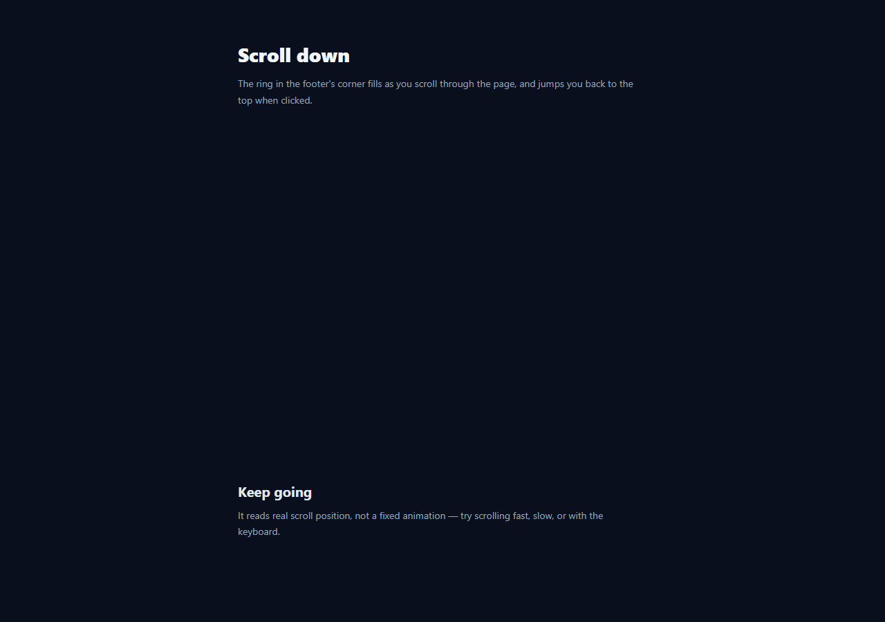 Screenshot of the Scroll Progress Footer snippet rendered live