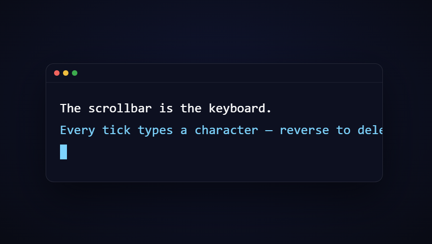 Screenshot of the Scroll Typewriter snippet rendered live