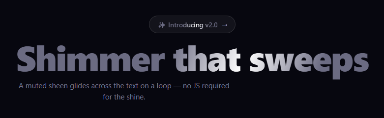 Screenshot of the Shiny Text snippet rendered live