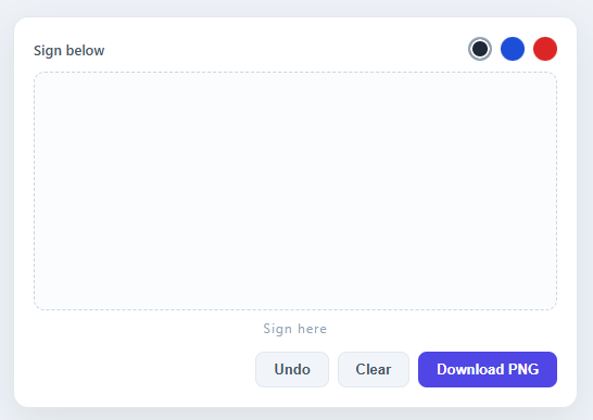 Screenshot of the Signature Pad snippet rendered live